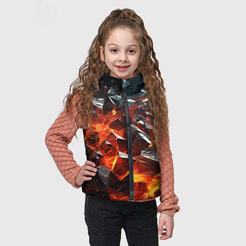 Детский жилет Взрыв камней в красном неоне / 3D-Красный – фото 3