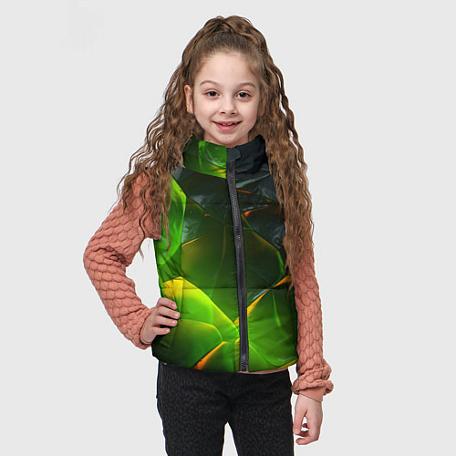 Детский жилет Зеленая абстрактная неоновая текстура / 3D-Черный – фото 3
