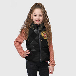 Детский жилет Золотой герб России на черно-золотой текстуре, цвет: 3D-красный — фото 2