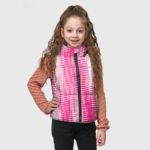Детский жилет Бело-розовый полосатый / 3D-Светло-серый – фото 3