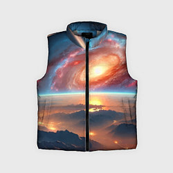 Детский жилет Разноцветная далёкая галактика - неоновое свечение, цвет: 3D-светло-серый