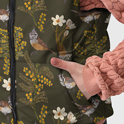 Детский жилет Хохлатые синицы и мимоза паттерн, цвет: 3D-черный — фото 2