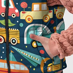 Детский жилет Игрушечные машинки на синем фоне, цвет: 3D-светло-серый — фото 2