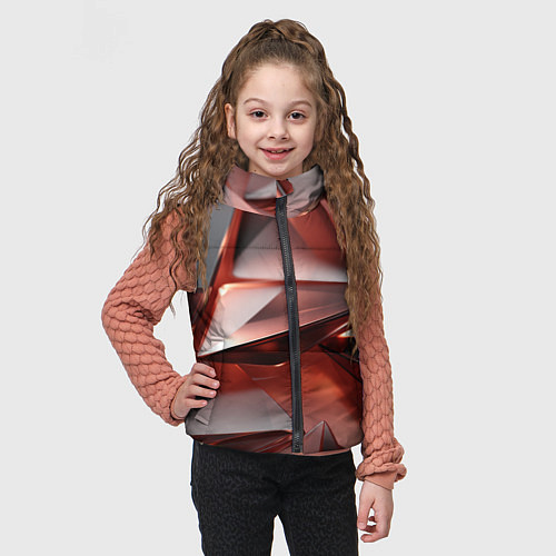 Детский жилет Рубиновые пирамидки / 3D-Светло-серый – фото 3