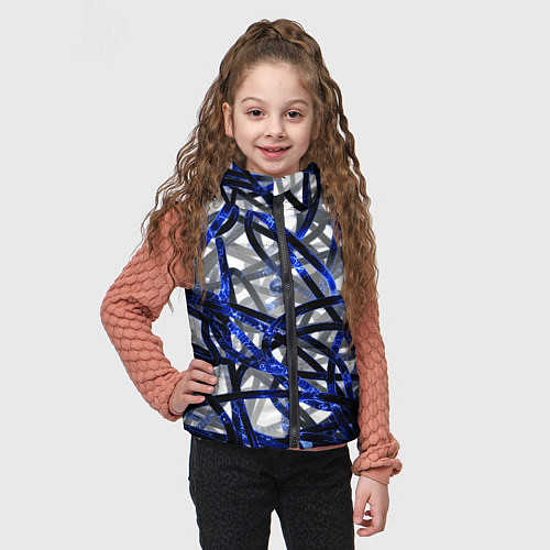 Детский жилет Синие энергетические кабели / 3D-Черный – фото 3