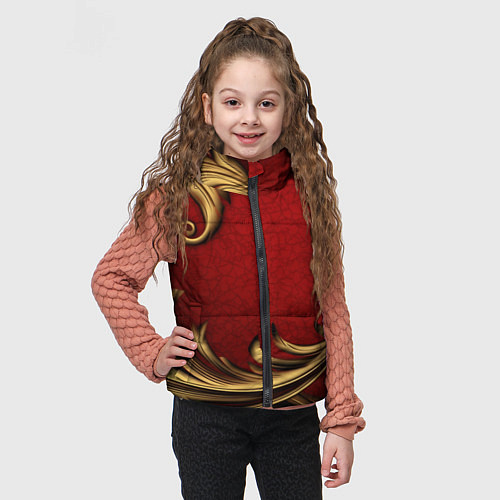 Детский жилет Классический золотой узор на красном бархате / 3D-Светло-серый – фото 3