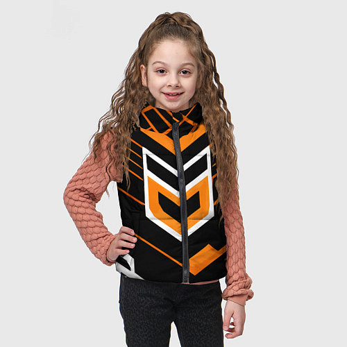 Детский жилет Полосы и оранжево-белый шестиугольник / 3D-Красный – фото 3