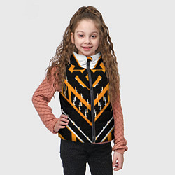 Детский жилет Жёлто-белые линии на чёрном фоне, цвет: 3D-светло-серый — фото 2