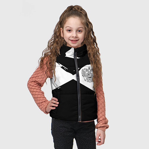 Детский жилет Герб рф абстрактные краски / 3D-Светло-серый – фото 3