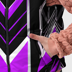 Детский жилет Фиолетово-серые полосы на чёрном фоне, цвет: 3D-светло-серый — фото 2