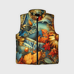 Детский жилет Композиция из цветов и рваной джинсы - нейросеть, цвет: 3D-черный