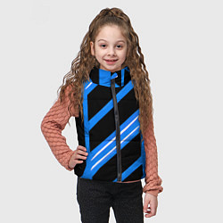 Детский жилет Black and white stripes on a blue background, цвет: 3D-красный — фото 2