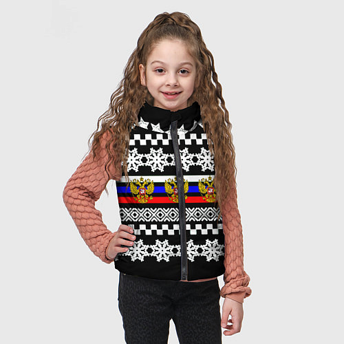 Детский жилет Rusiia winter pattern / 3D-Черный – фото 3