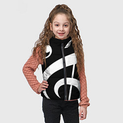 Детский жилет Скрипичный и басовый ключи - белые на чёрном, цвет: 3D-черный — фото 2