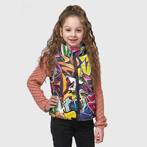 Детский жилет Буква т в граффити / 3D-Светло-серый – фото 3