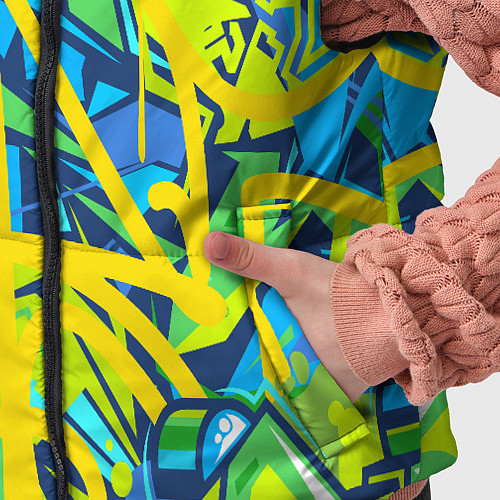 Детский жилет Желто-зеленое граффити / 3D-Светло-серый – фото 5