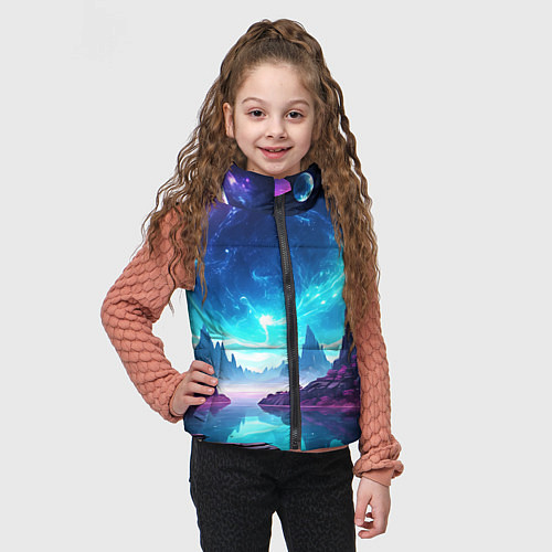 Детский жилет Космический пейзаж - планеты / 3D-Черный – фото 3