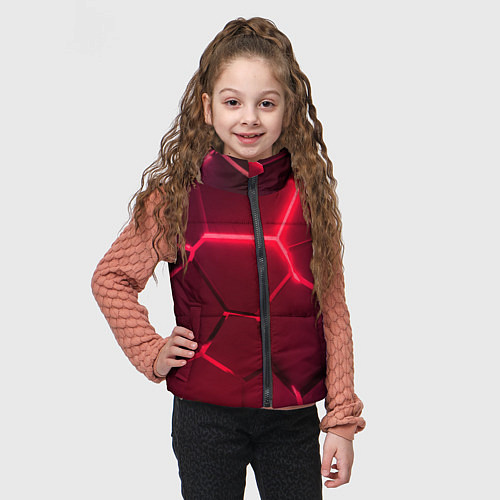 Детский жилет Маджента неоновые плиты в разломе / 3D-Светло-серый – фото 3