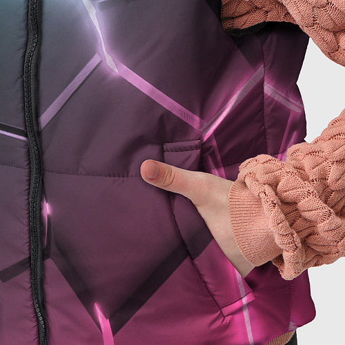 Детский жилет Голубые и розовые неоновые плиты в разломе / 3D-Светло-серый – фото 5