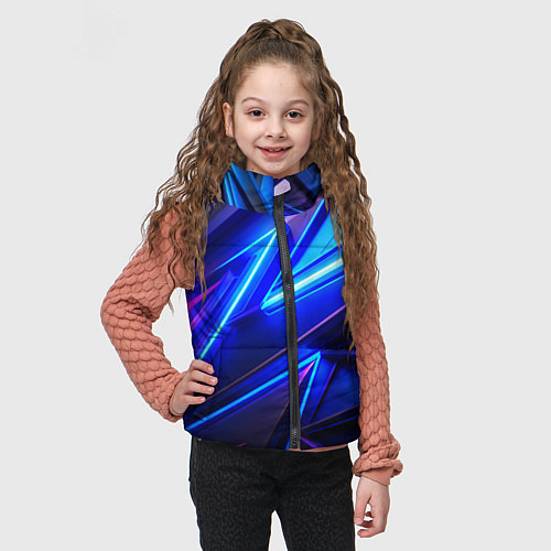 Детский жилет Яркие неоновые геометрические линии / 3D-Светло-серый – фото 3