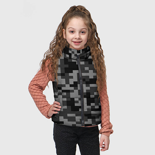 Детский жилет Камуфляжные пиксели блэк / 3D-Светло-серый – фото 3