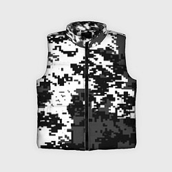 Детский жилет Камуфляжные пиксели чёрно белый, цвет: 3D-черный