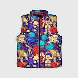 Детский жилет Космические мультяшные персонажи, цвет: 3D-красный