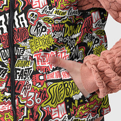 Детский жилет Супер мото паттерн с надписями и черепками, цвет: 3D-черный — фото 2