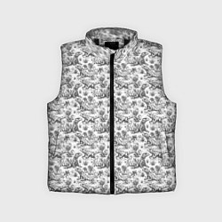 Детский жилет Черно белый узор с ящерицами - паттерн, цвет: 3D-черный