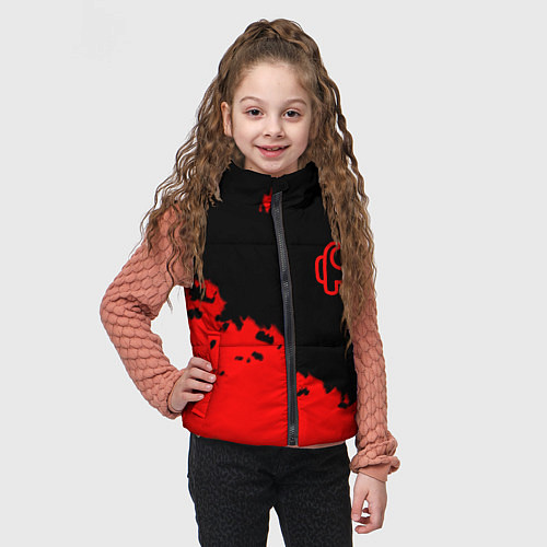 Детский жилет Among us красные краски / 3D-Черный – фото 3