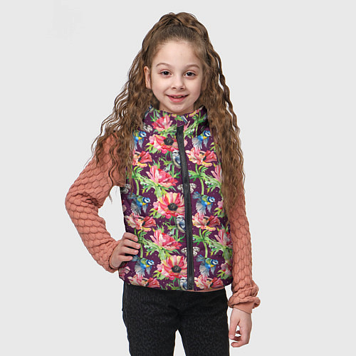 Детский жилет Птицы и цветы / 3D-Красный – фото 3