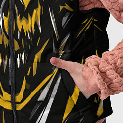 Детский жилет Жёлто-белое абстрактное лицо на чёрном фоне, цвет: 3D-светло-серый — фото 2