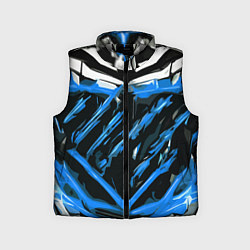 Детский жилет Blue and white abstraction on a black background, цвет: 3D-светло-серый