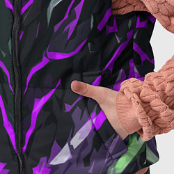 Детский жилет Фиолетовые адские полосы на чёрном фоне, цвет: 3D-светло-серый — фото 2