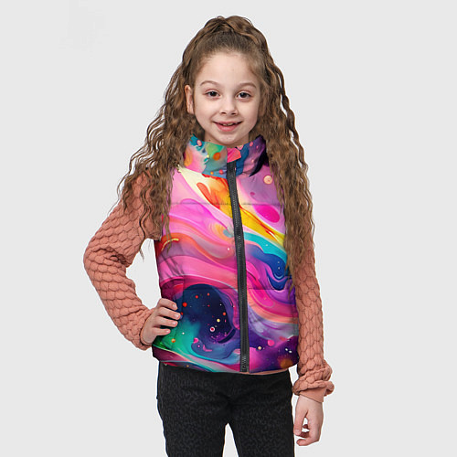 Детский жилет Акварельный узор / 3D-Черный – фото 3