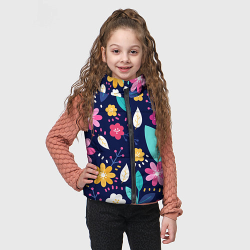 Детский жилет Абстракция цветочный фон / 3D-Черный – фото 3
