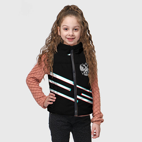 Детский жилет Полосы герб спорт / 3D-Черный – фото 3