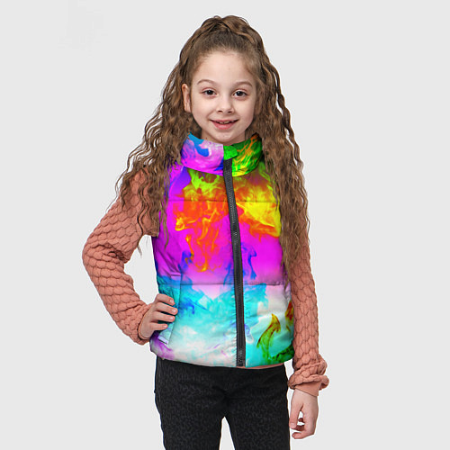Детский жилет Неоново кислотный огонь / 3D-Светло-серый – фото 3