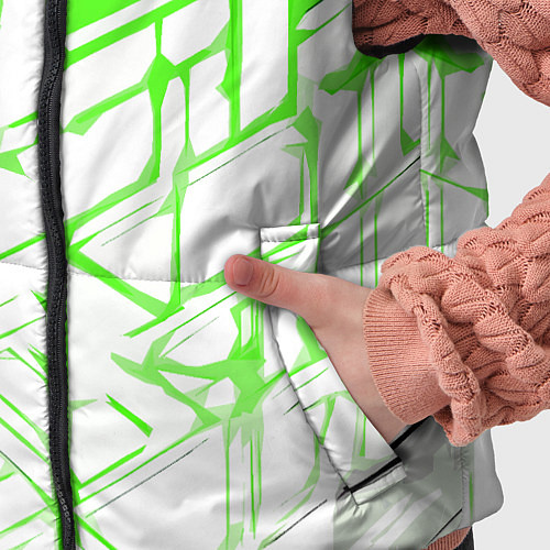 Детский жилет Агрессивные зелёные полосы на белом фоне / 3D-Светло-серый – фото 5