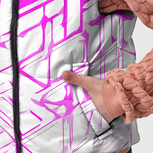 Детский жилет Агрессивные розовые полосы на белом фоне / 3D-Светло-серый – фото 5