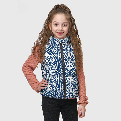 Детский жилет Геометрический узор арабеска бело-синий / 3D-Светло-серый – фото 3