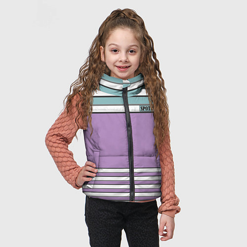 Детский жилет Горизонтальный полосы сиреневые и зеленые / 3D-Черный – фото 3