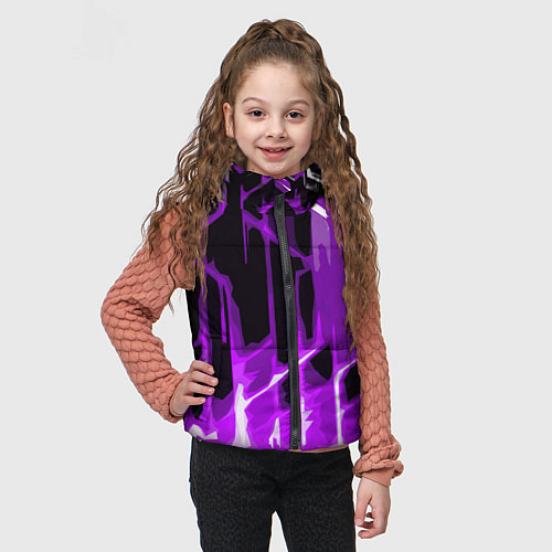 Детский жилет Abstract purple stripes on a black background / 3D-Черный – фото 3