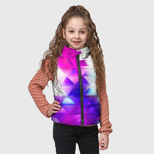 Детский жилет Неоновые треугольники абстракция / 3D-Черный – фото 3