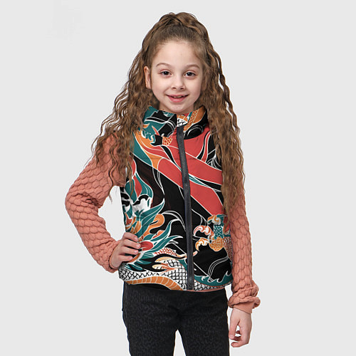 Детский жилет Дракон контрасты / 3D-Светло-серый – фото 3