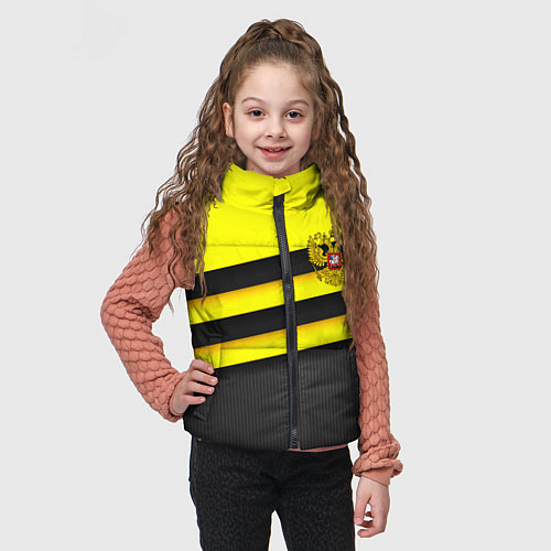 Детский жилет Герб РФ геометрия линии / 3D-Черный – фото 3