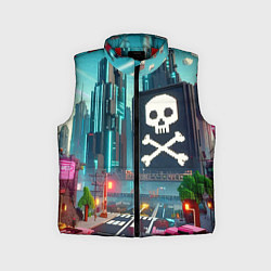 Детский жилет Minecraft district with skull - ai art fantasy, цвет: 3D-красный