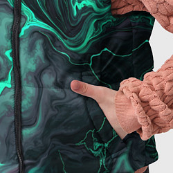 Детский жилет Бирюзовый мрамор на черном фоне, цвет: 3D-черный — фото 2