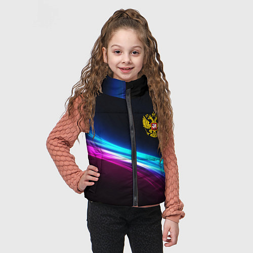 Детский жилет Россия неоновые волны / 3D-Черный – фото 3