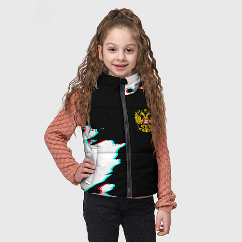 Детский жилет Герб глитч краски / 3D-Черный – фото 3